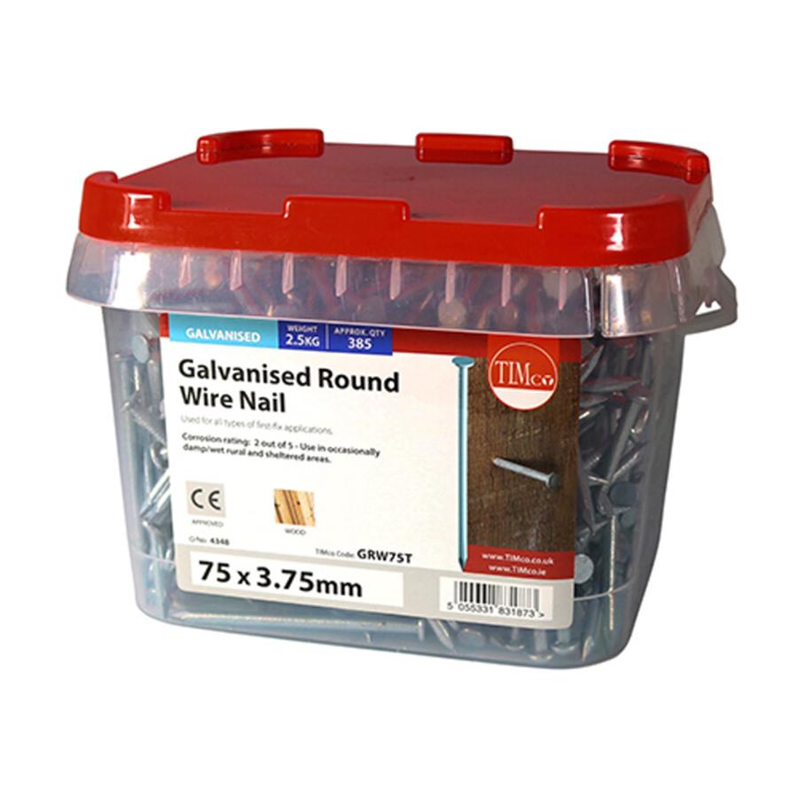 Picture of Timco Galvanised Round Wire Nails 75mm 2.5kg Tub