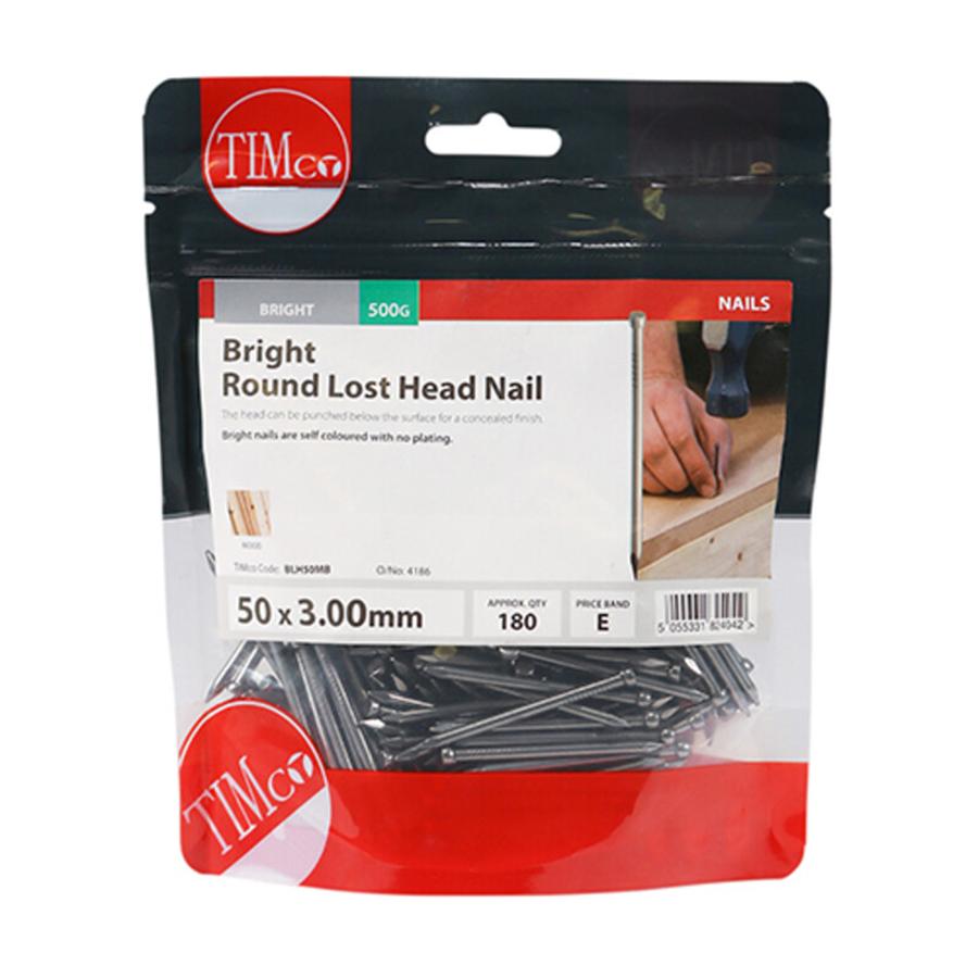 Picture of Timco Bright Round Lost Head Nails 50mm 500g