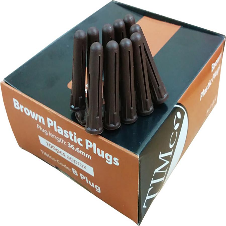 Picture of Timco Plastic Plugs Brown 7mm Box 100