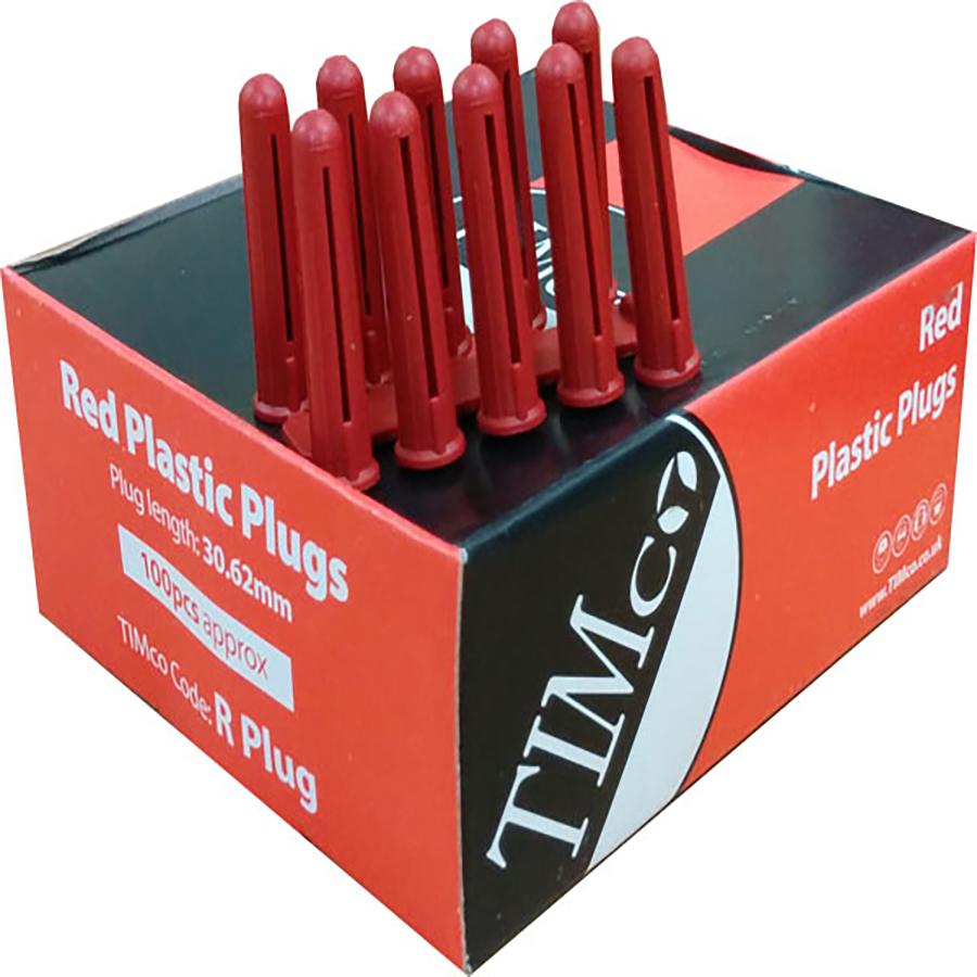 Picture of Timco Plastic Plugs Red 5.5mm Box 100