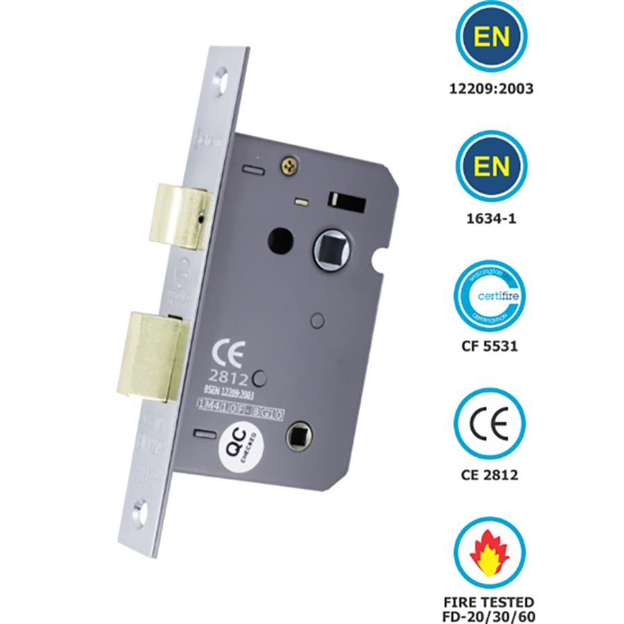 Sichern Bathroom Lock CE Certifire 63mm Chrome Plated