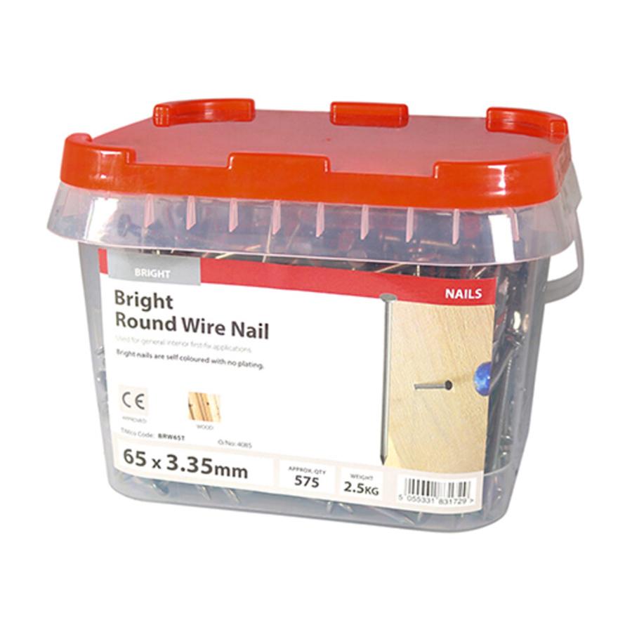 Picture of Timco Bright Round Wire Nails 65mm 2.5kg Tub