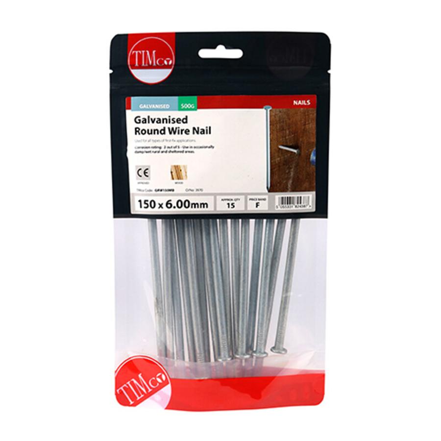 Picture of Timco Galvanised Round Wire Nails 150mm 500g