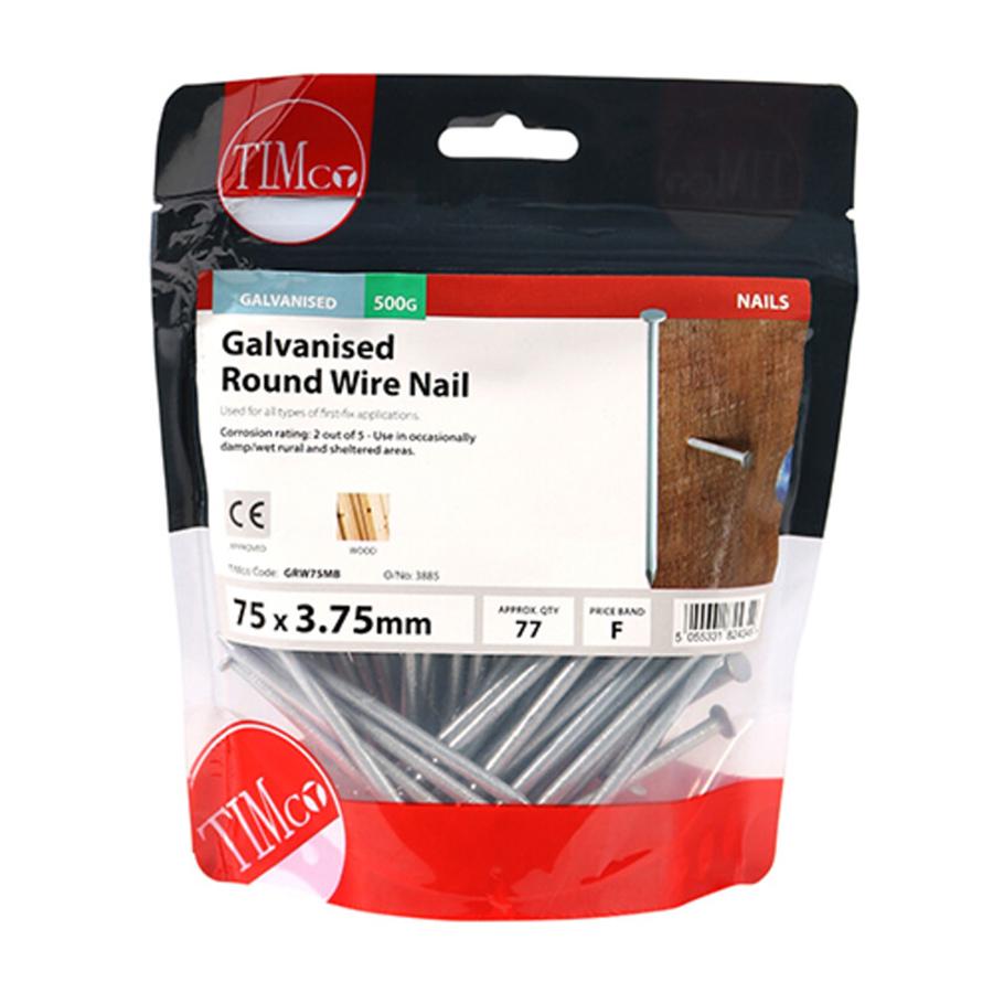 Picture of Timco Galvanised Round Wire Nails 75mm 500g