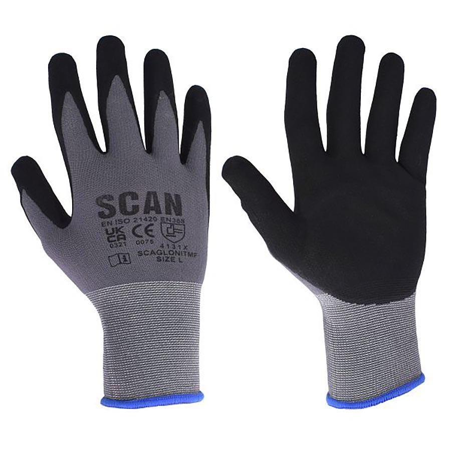 Picture of Scan Microfoam Nitrile Coated Gloves Sz9